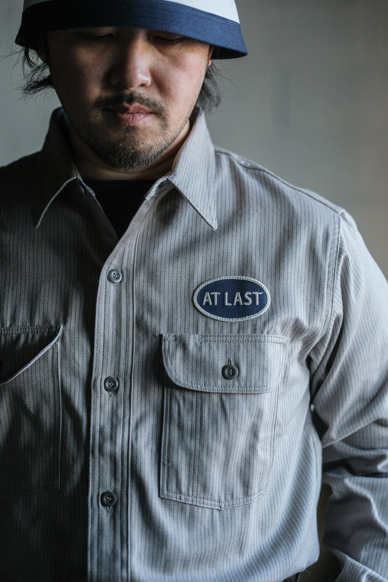 At Last & Co. Logo Patch Stripe Work Shirt – BROGUE