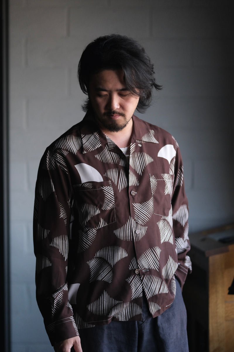トップス butcher products gingko shirt brown L-S Butcher Products Gingko Hawaiian Shirts – BROGUE