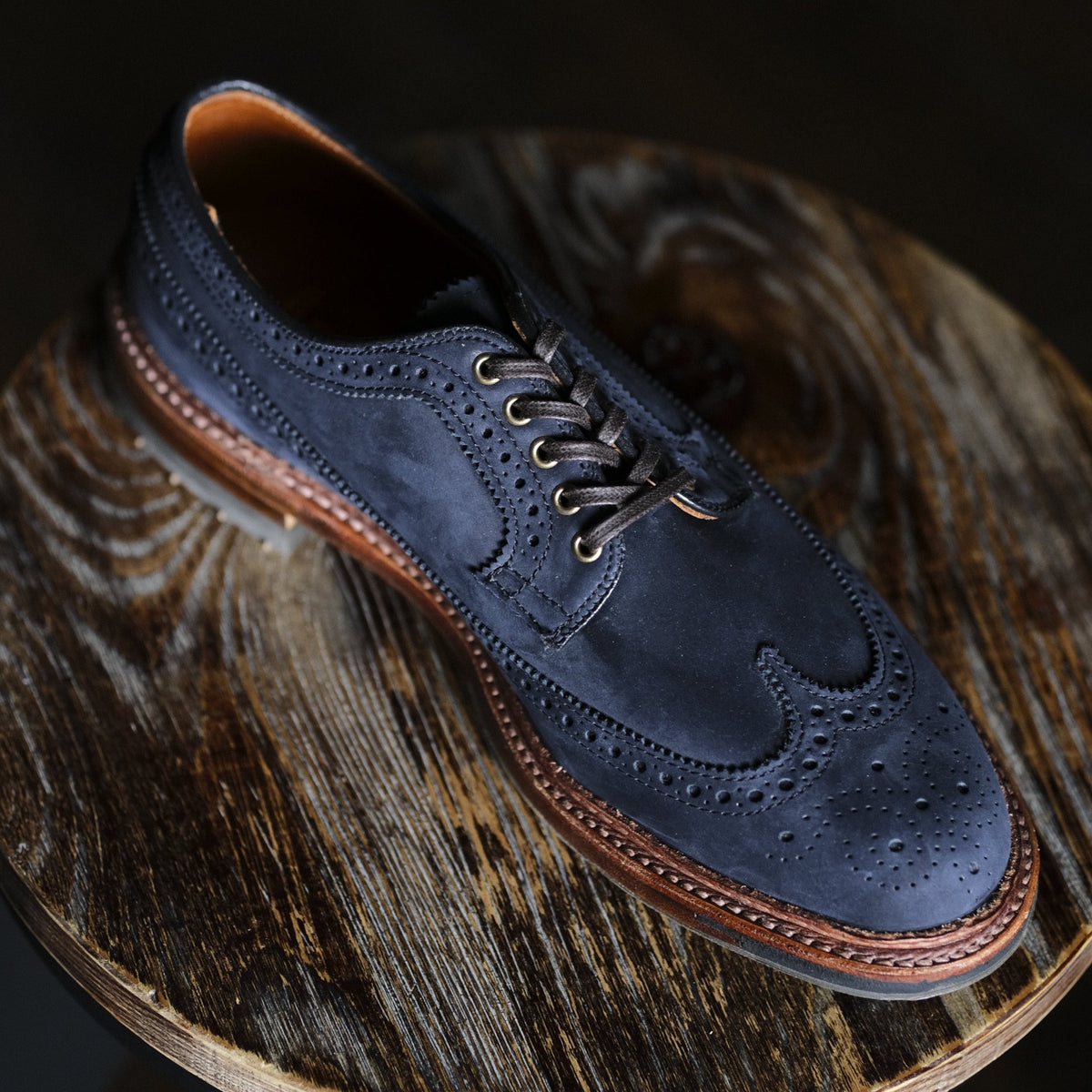 Alden Long Wing Blucher Navy Suede 8.5E