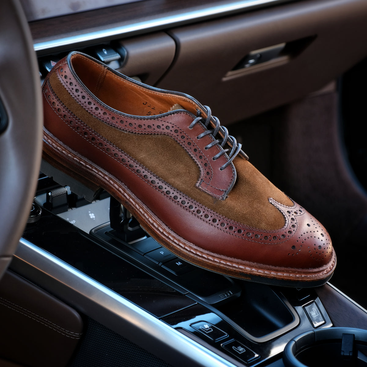 Alden for J crew long wing tip shoes- two-tone suede and leather combo Alden Men main image 4