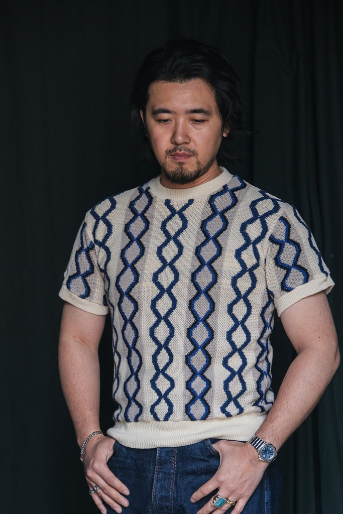 Butcher Products - Vertical Diamond Cable Knit T-shirt