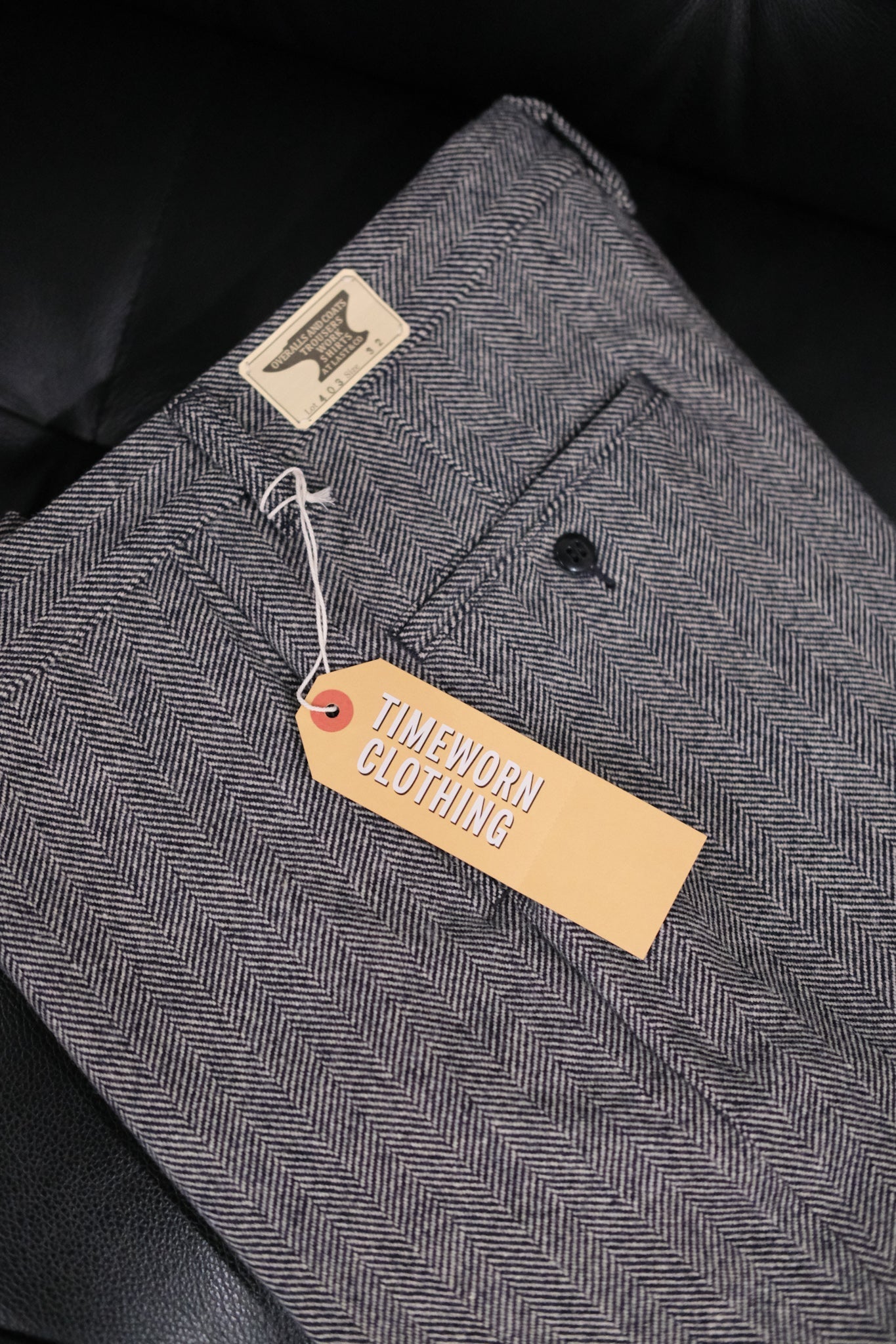パンツ At last & Co Wool Trousers Navy 32 At Last & Co. Lot 403 Herringbone Wool Trousers – BROGUE