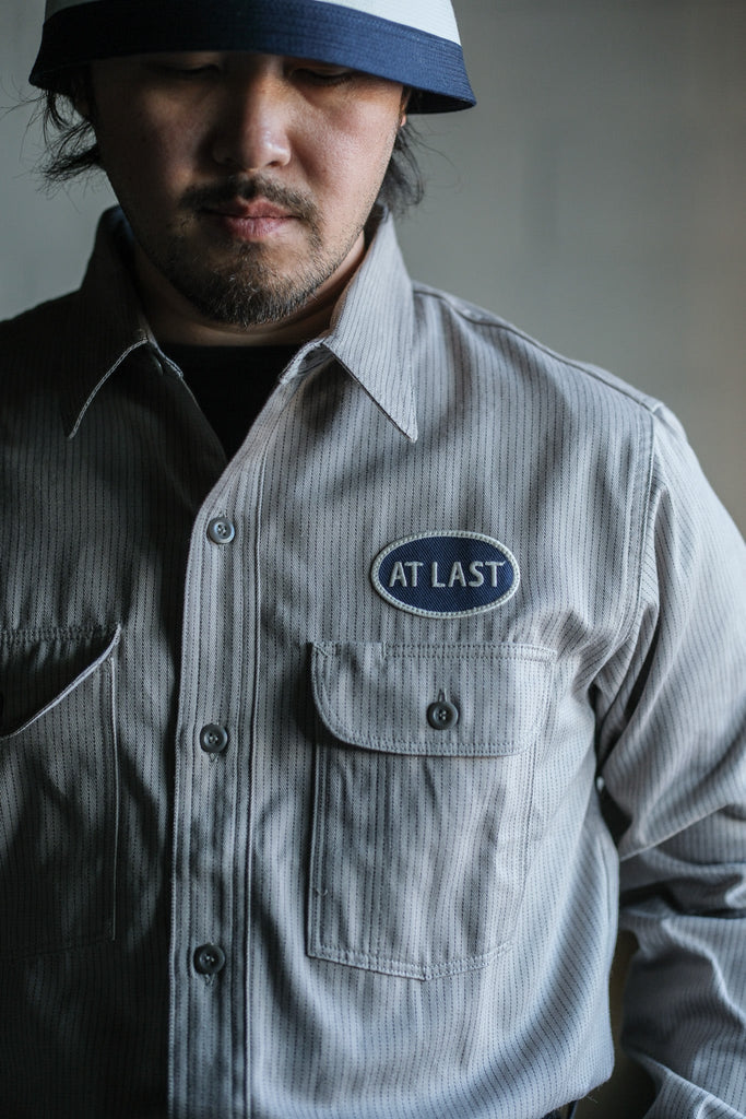At Last & Co.  Logo Patch Stripe Work Shirt