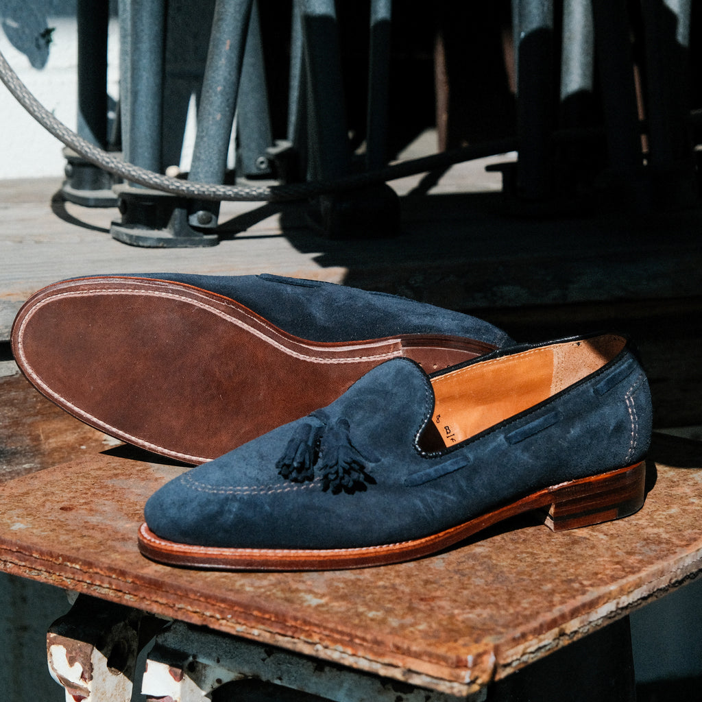 Alden x Brogue Unlined " Robie " Tassel Loafer (Navy)