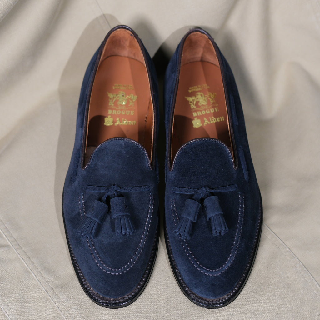 Alden x Brogue Navy Suede Tassel Loafer