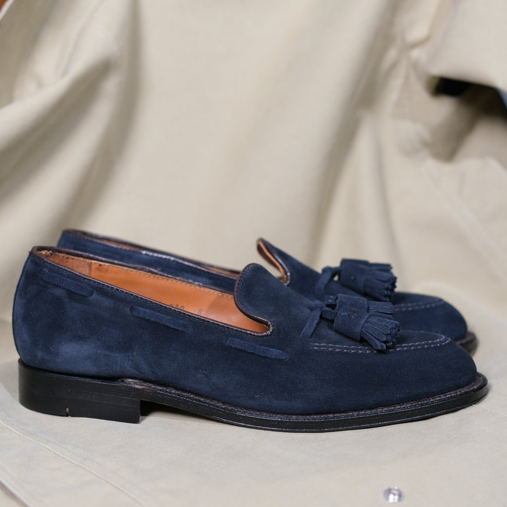Alden x Brogue Navy Suede Tassel Loafer