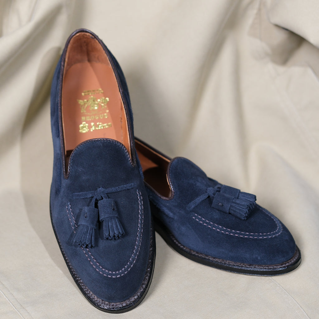 Alden x Brogue Navy Suede Tassel Loafer