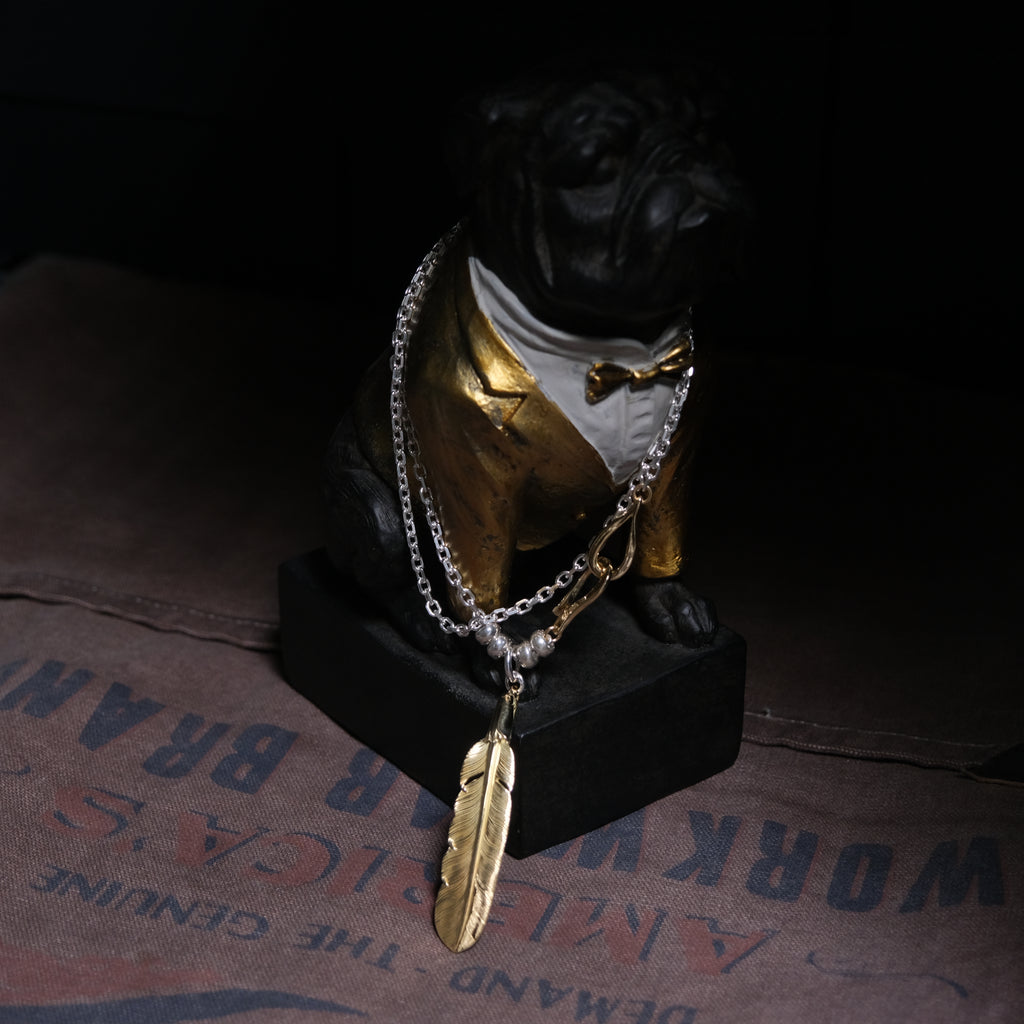 Larry Smith 18k Gold Feather Necklace