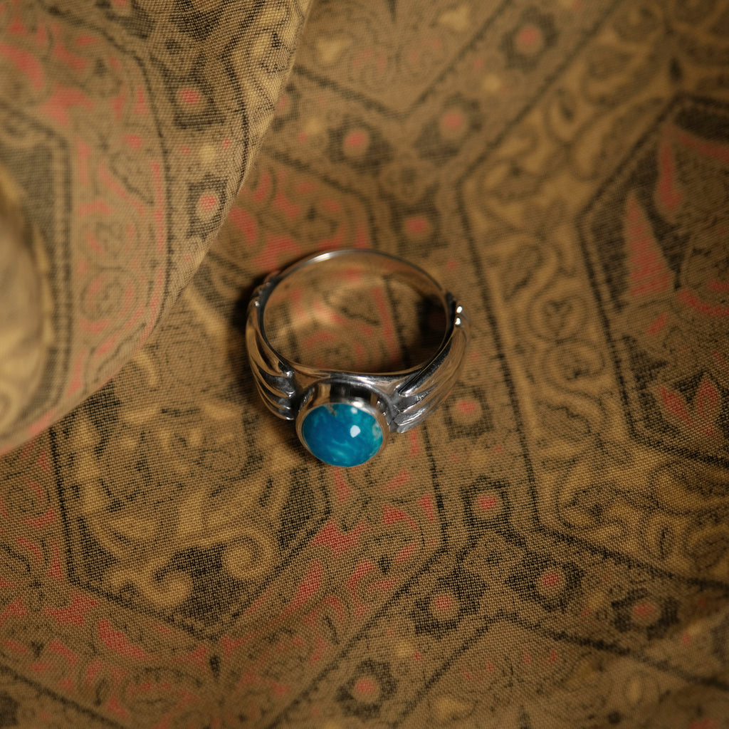 Larry Smith Love Hands Turquoise Ring