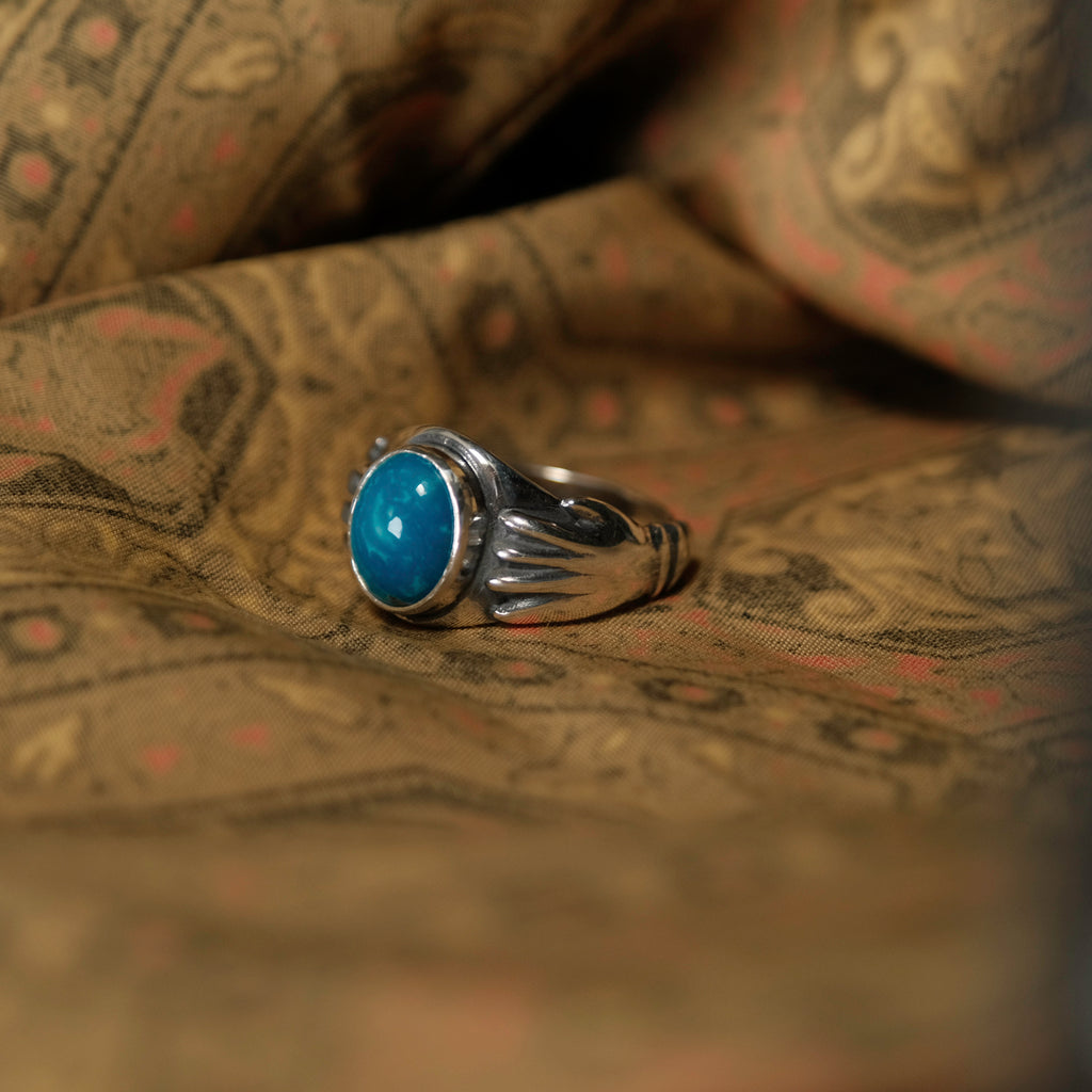 Larry Smith Love Hands Turquoise Ring