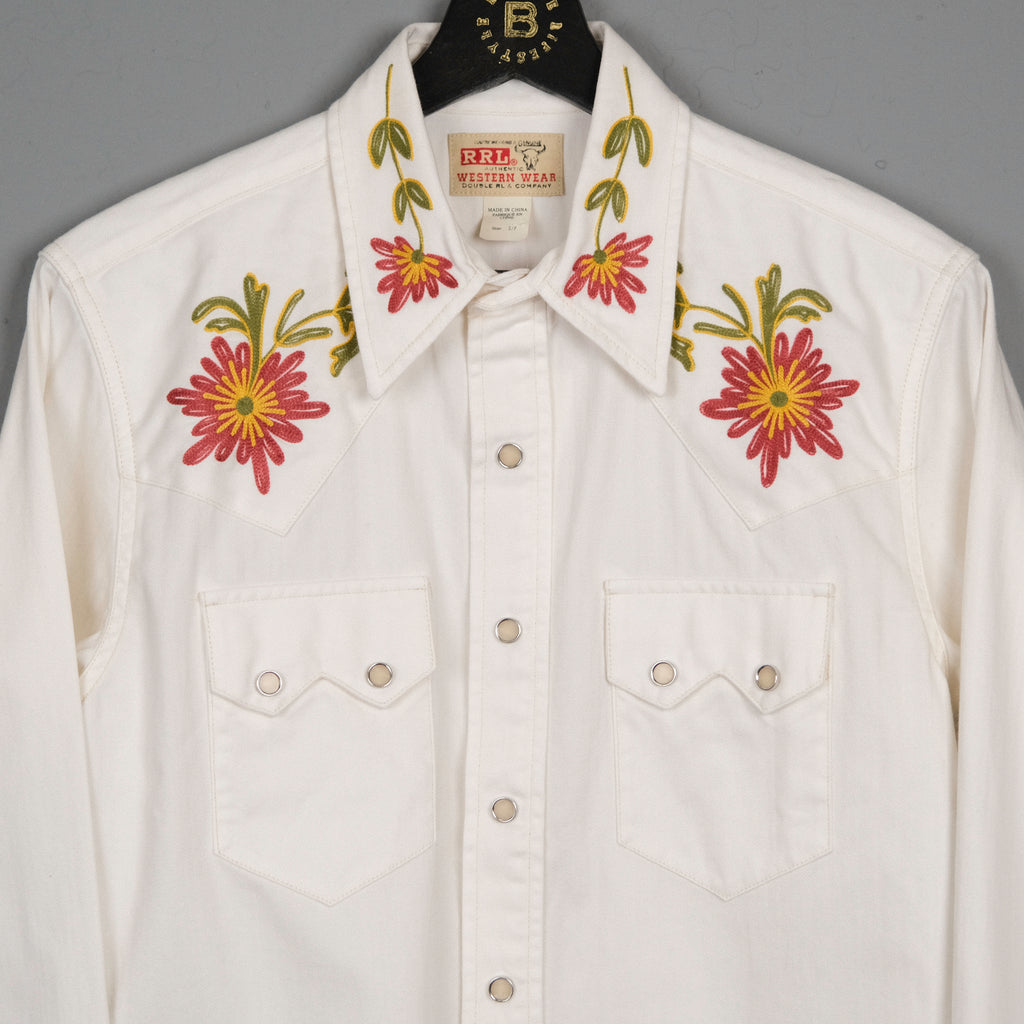 RRL Floral-embroidered Western Shirt