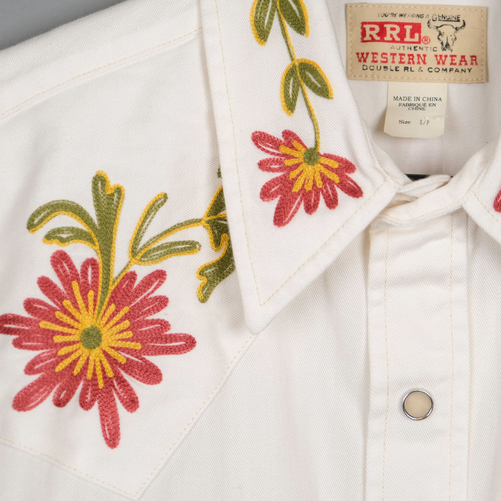 RRL Floral-embroidered Western Shirt