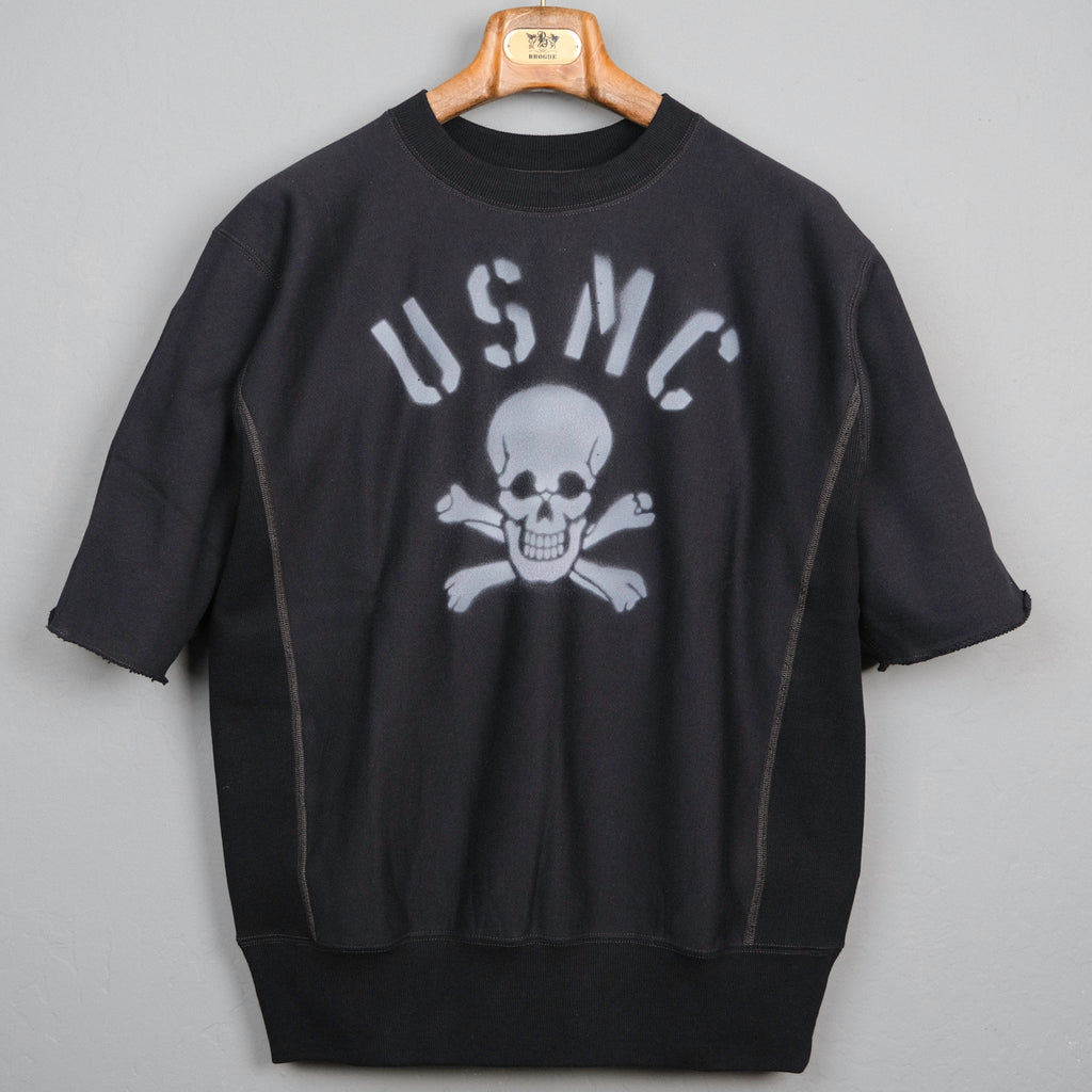 Freewheelers "USMC Skull and Bones" Short Sleeve Sweat Shirt