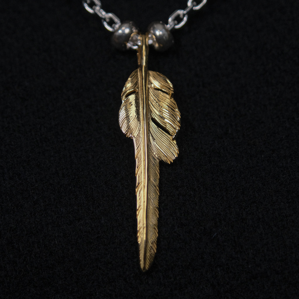 Larry Smith Gold Kazekiri Feather Necklace