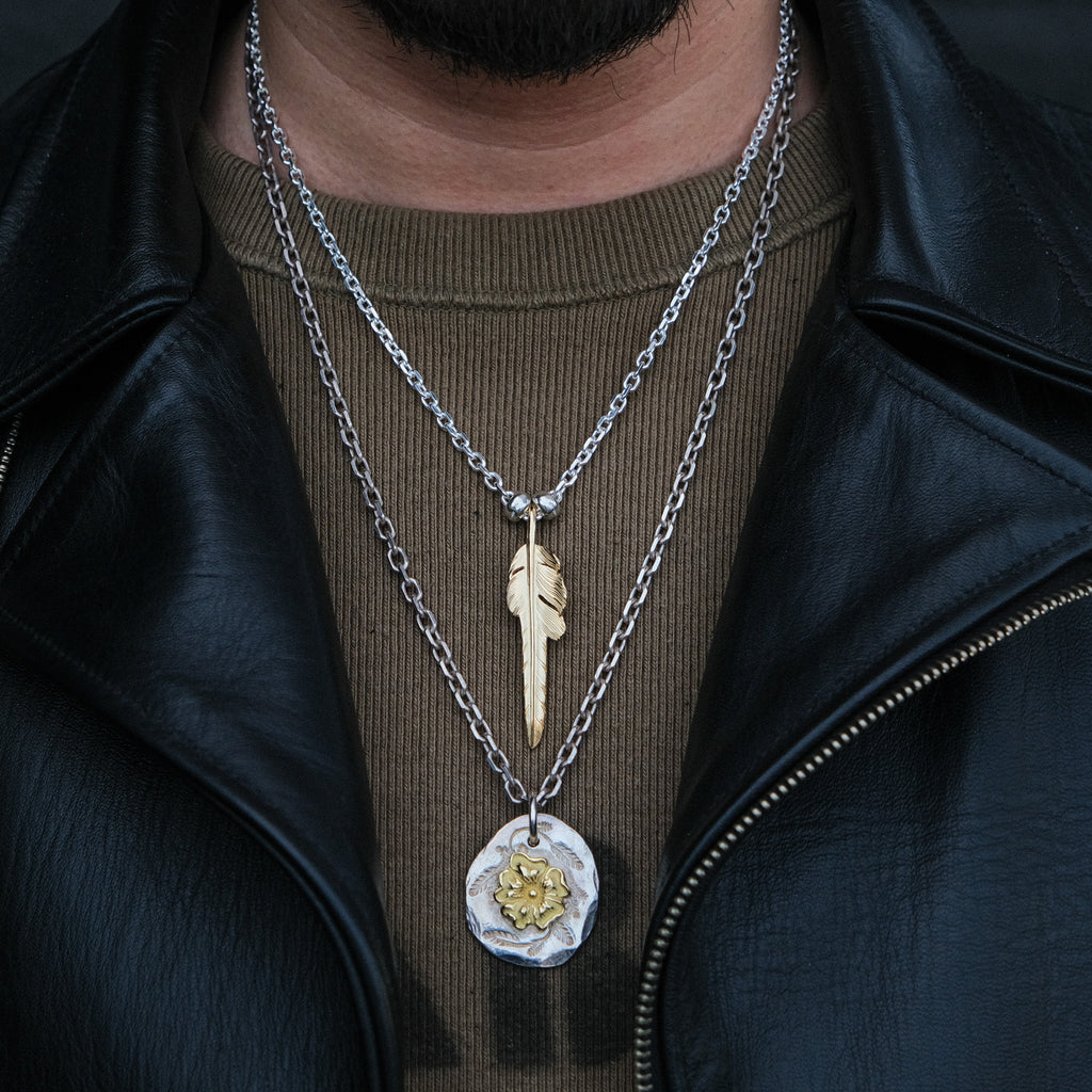 Larry Smith Gold Kazekiri Feather Necklace