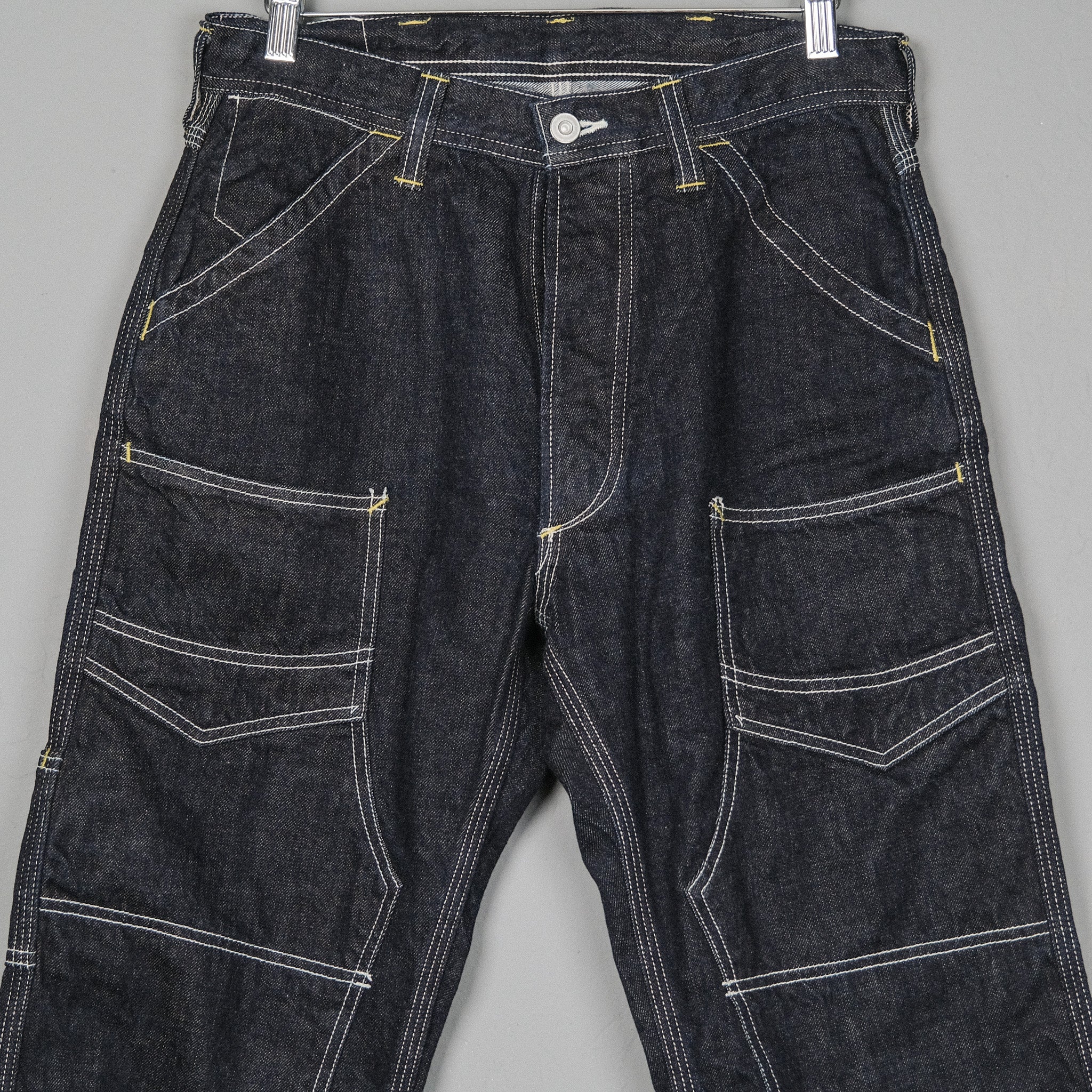 パンツ FREEWHEELERS \"Conductor Overalls\" W34 FREEWHEELERS - CONDUCTOR OVERALLS (11oz INDIGO LINEN DENIM