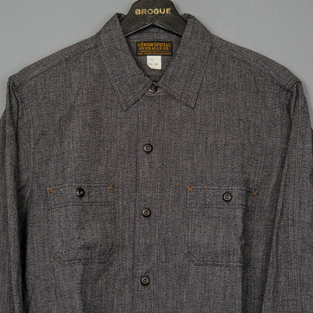 Freewheelers " Neal " Selvedge Chambray Shirt (Black Pepper)