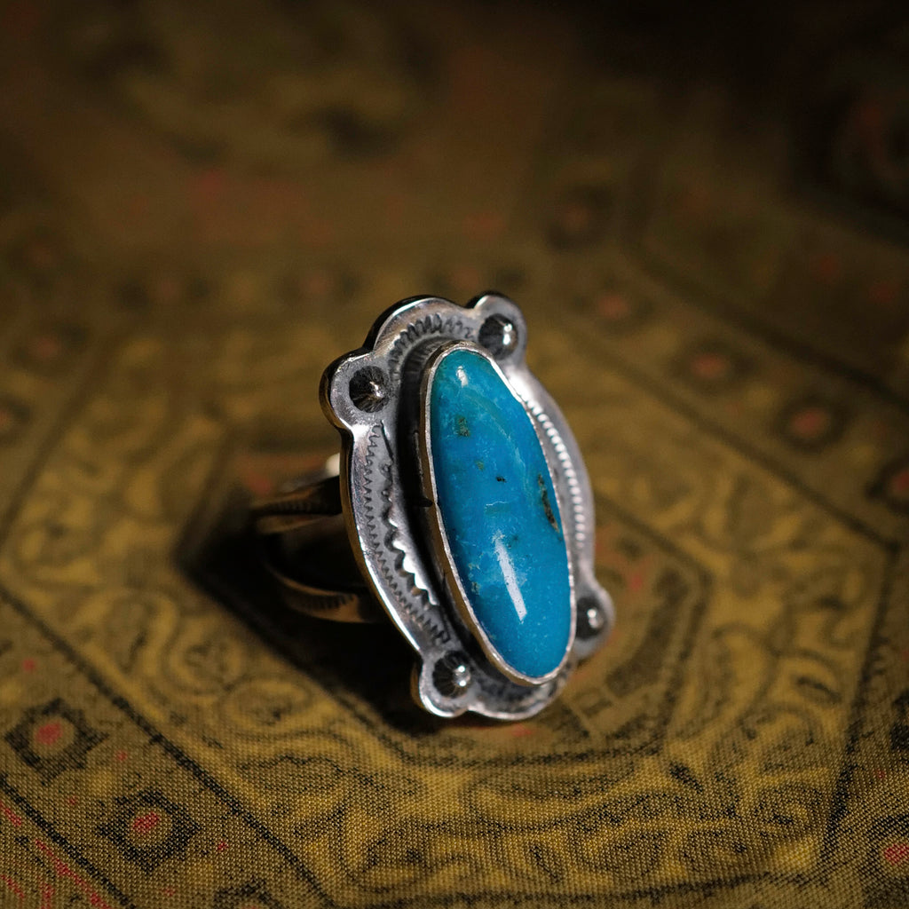 Larry Smith 4 Points Turquoise Ring