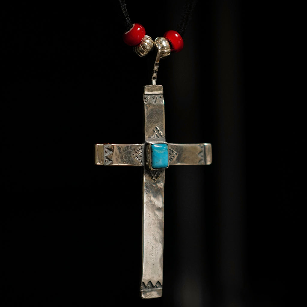 Larry Smith Turquoise Cross  Necklace