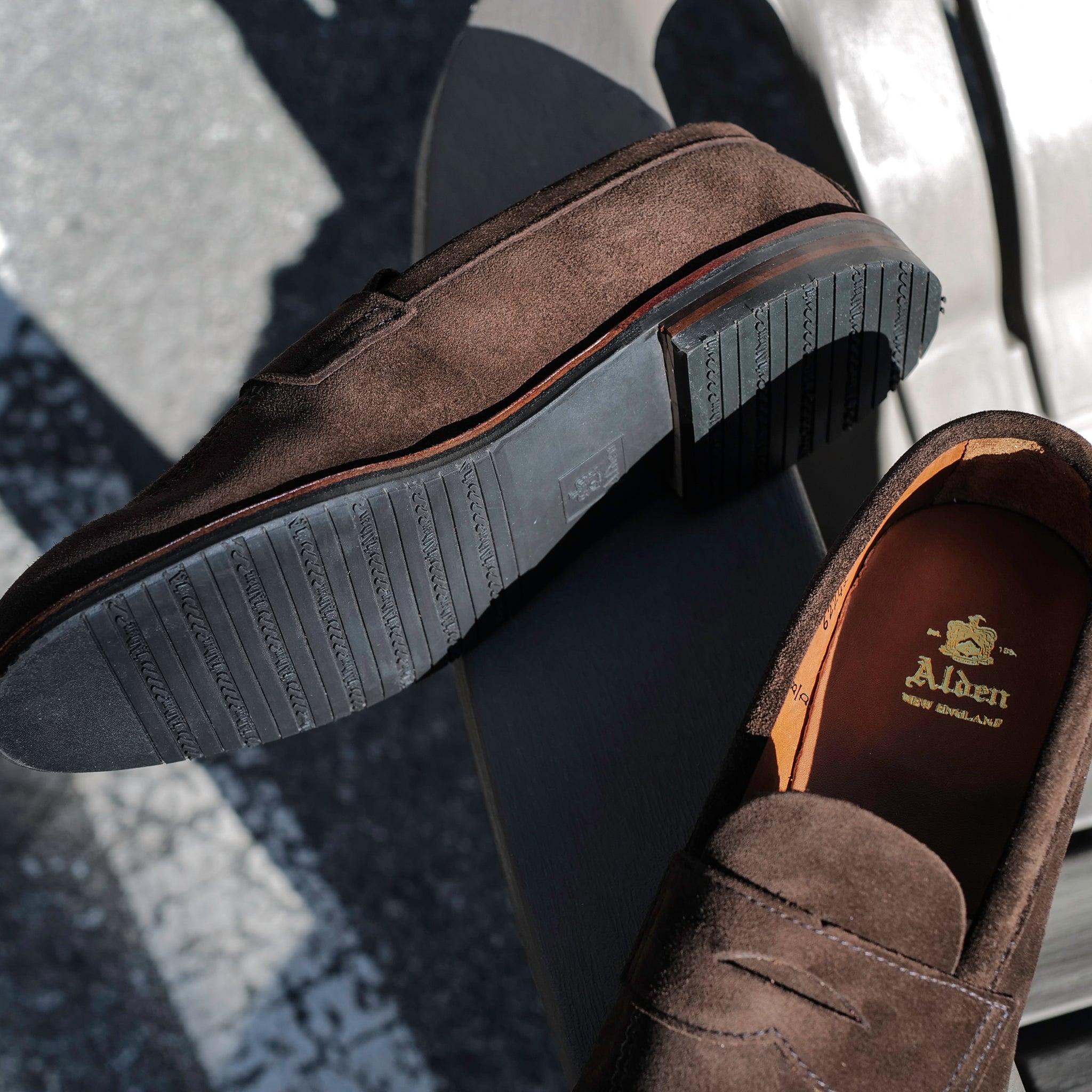 靴 Alden Penny Loafer Suede Alden 6221L Unlined Penny Loafer Snuff Suede