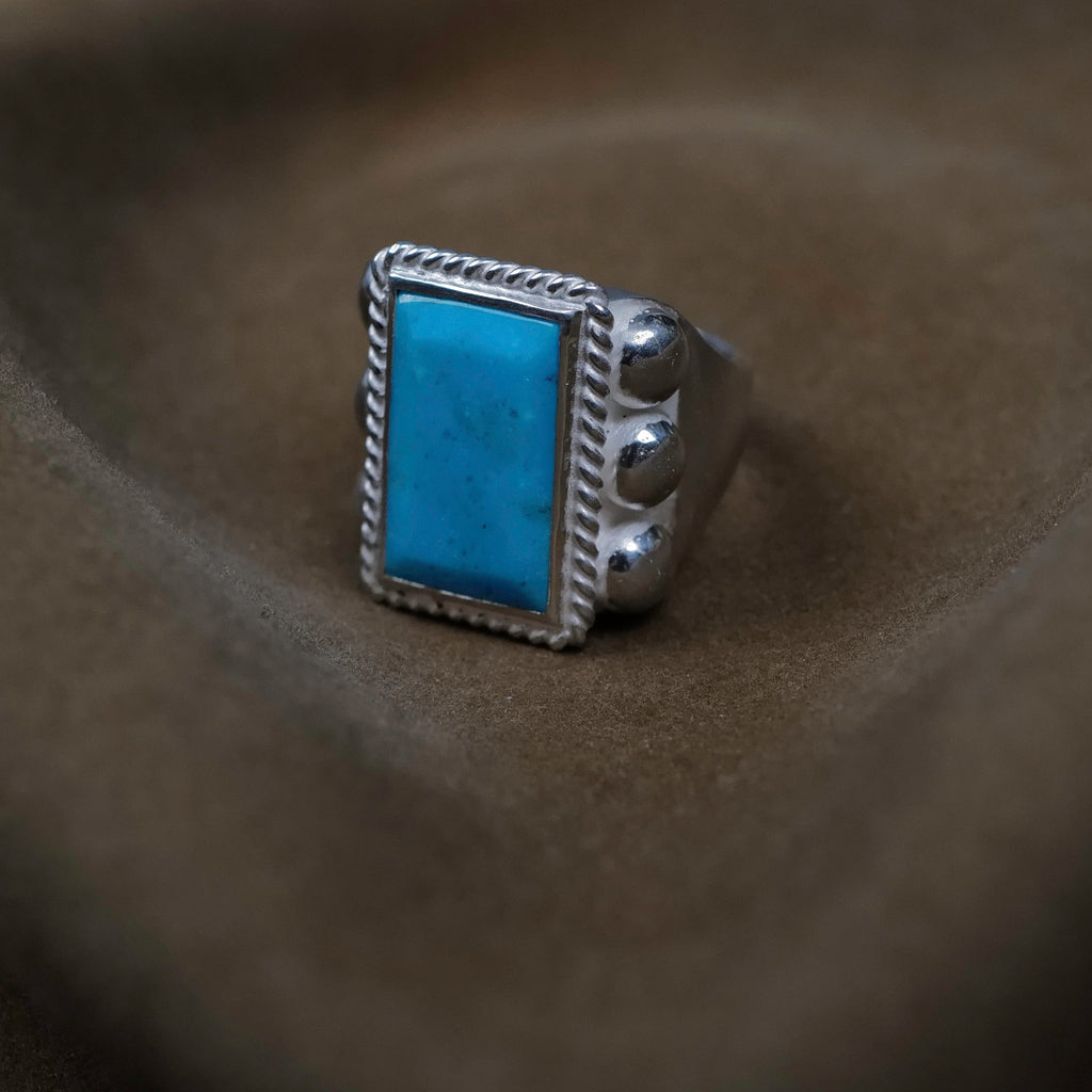 Larry Smith Flattop Turquoise 6 Points Ring