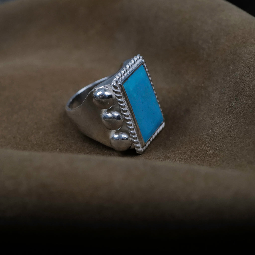 Larry Smith Flattop Turquoise 6 Points Ring