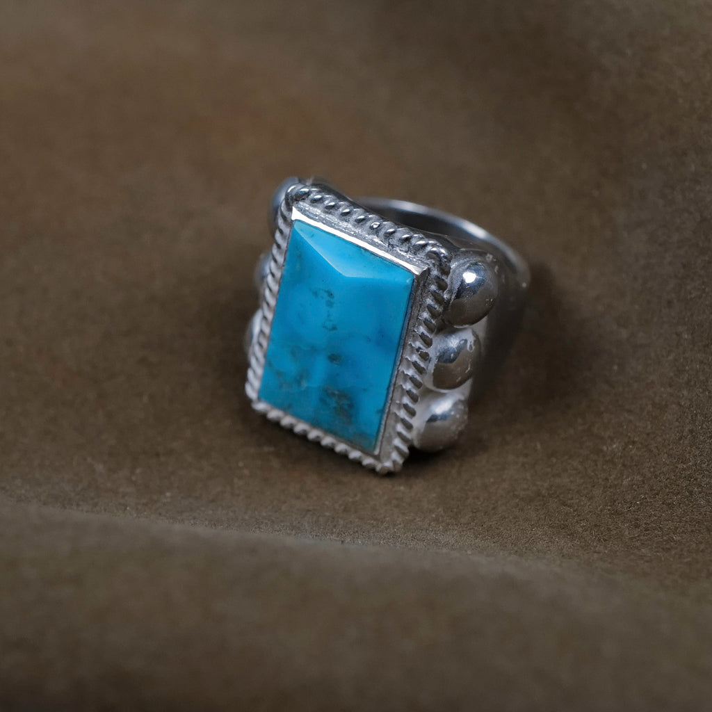 Larry Smith Pyramid Turquoise 6 Points Ring