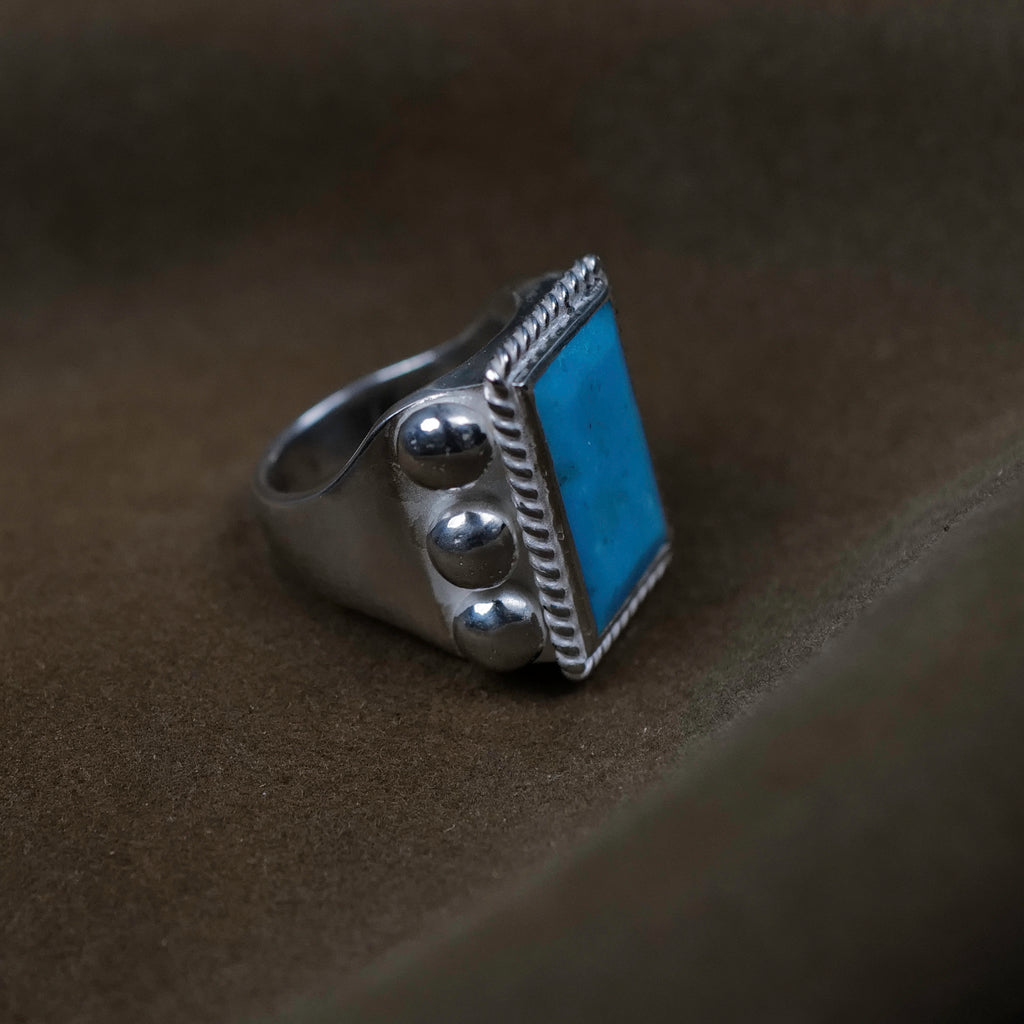 Larry Smith Flattop Turquoise 6 Points Ring