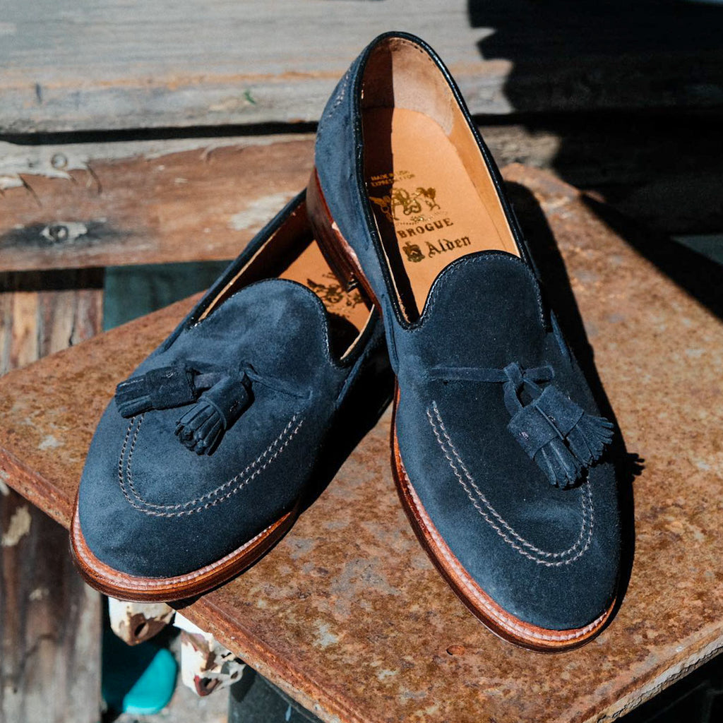 Alden x Brogue Unlined " Robie " Tassel Loafer (Navy)