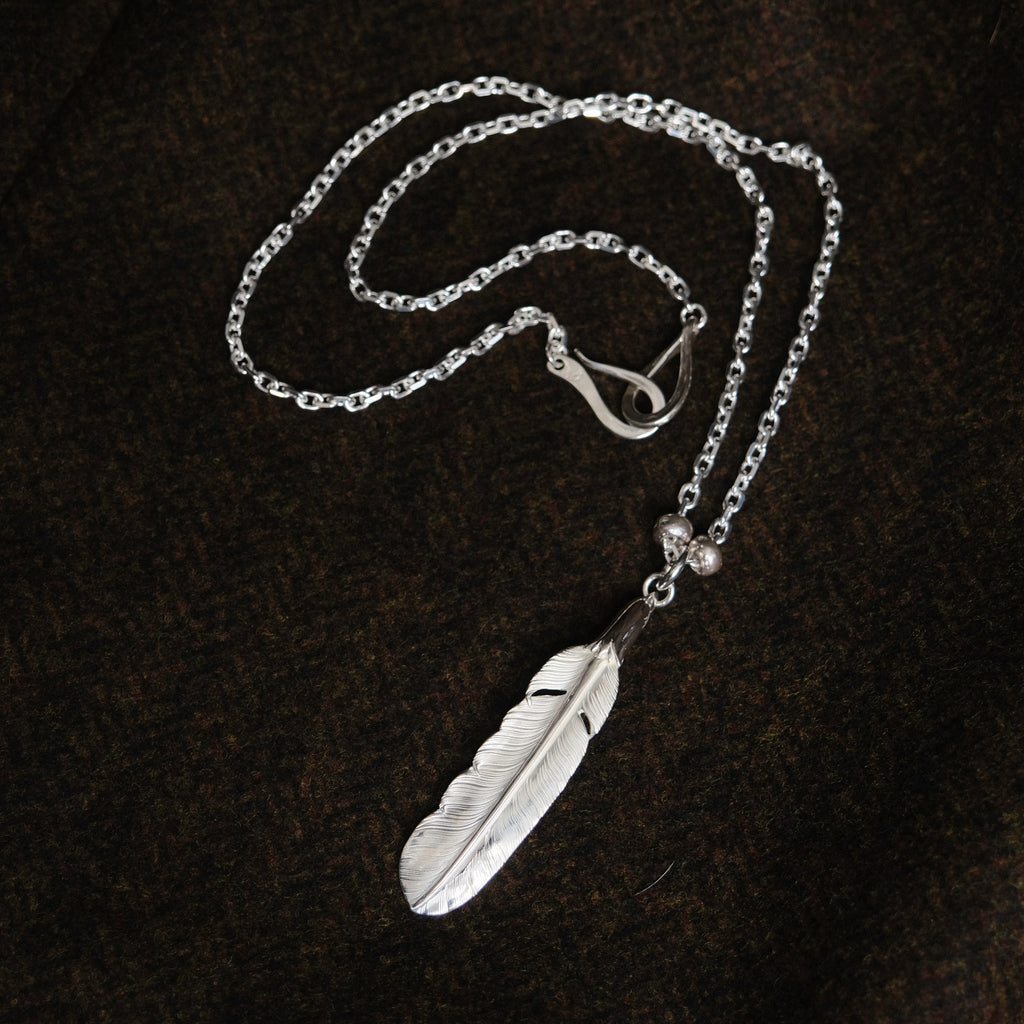 Larry Smith Eagle Head Feather Necklace