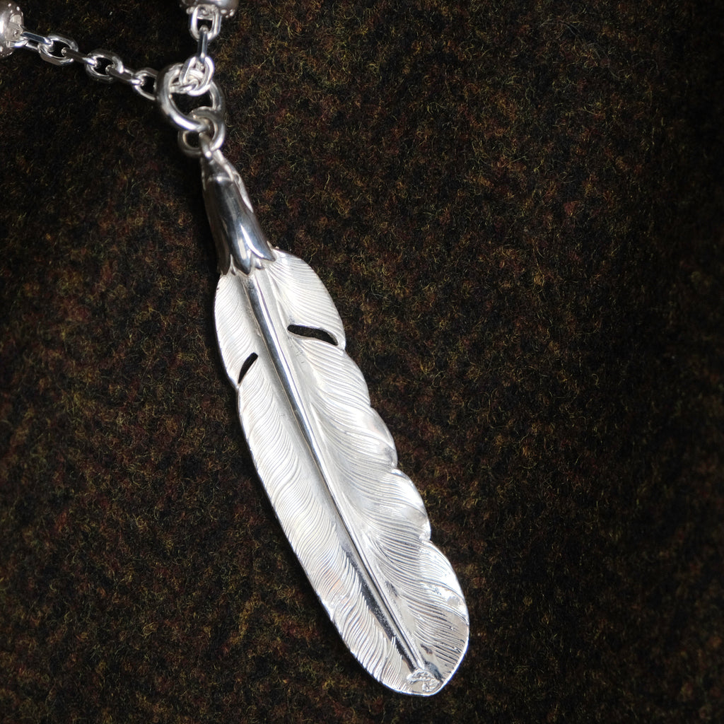 Larry Smith Eagle Head Feather Necklace