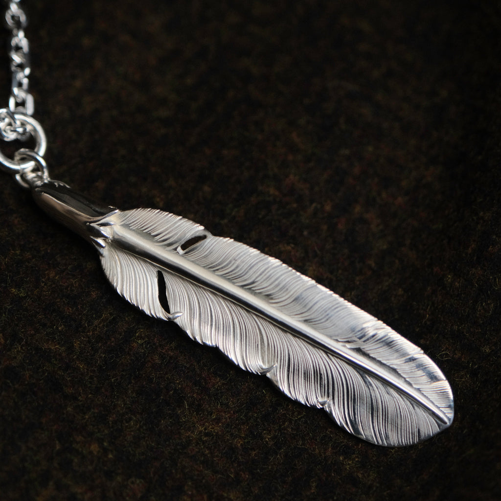 Larry Smith Eagle Head Feather Necklace