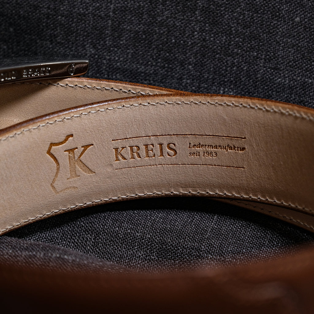 Kreis for Brogue Brown Saddle Leather Belt