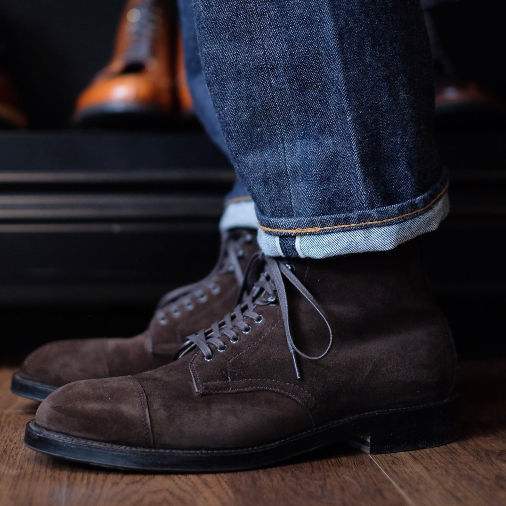 Alden x Brogue Clint Boot (Dark Chocolate Suede)