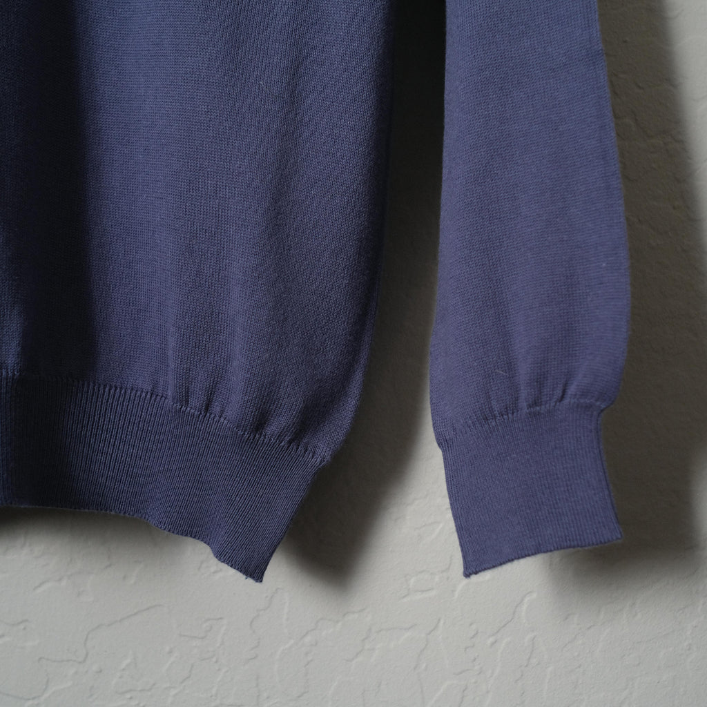 Brogue Cotton Long Sleeve Polo (Royal Blue)