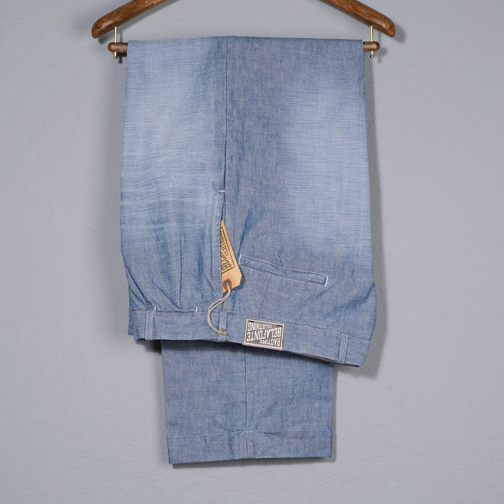 Belafonte Ragtime TLT Washed Blue Chambray Pleated Trousers