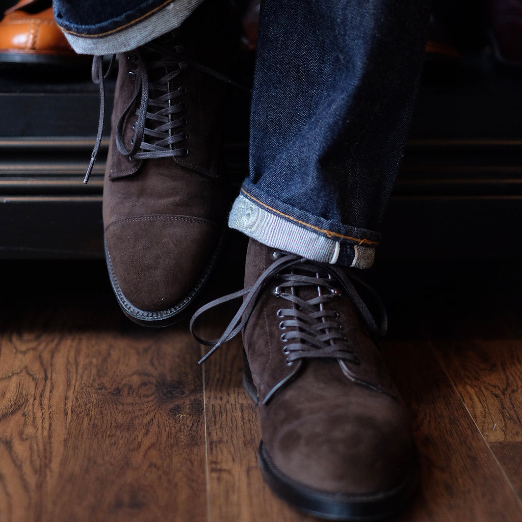 Alden x Brogue Clint Boot (Dark Chocolate Suede)