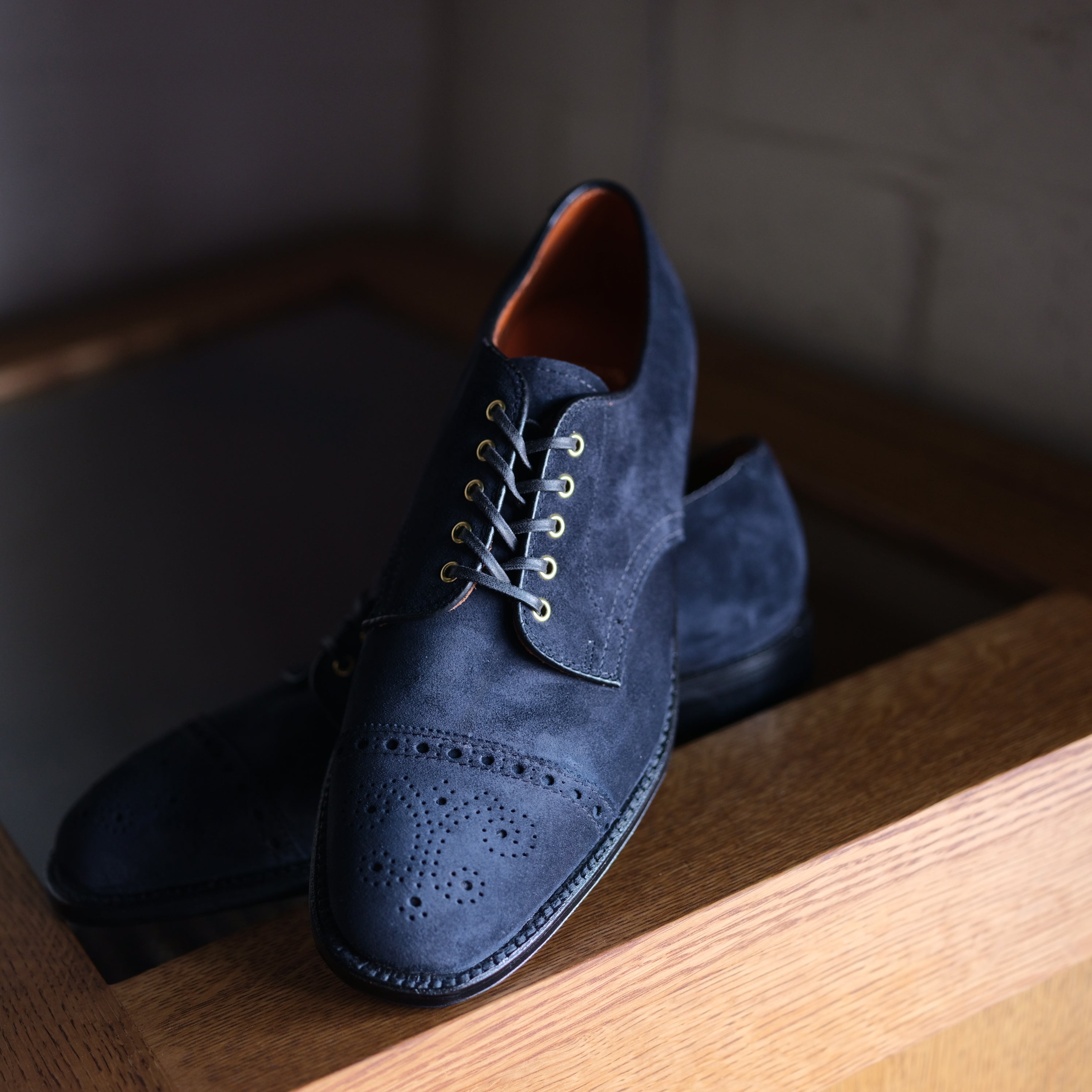 Alden x Brogue Blue Suede Shoes 7.5D