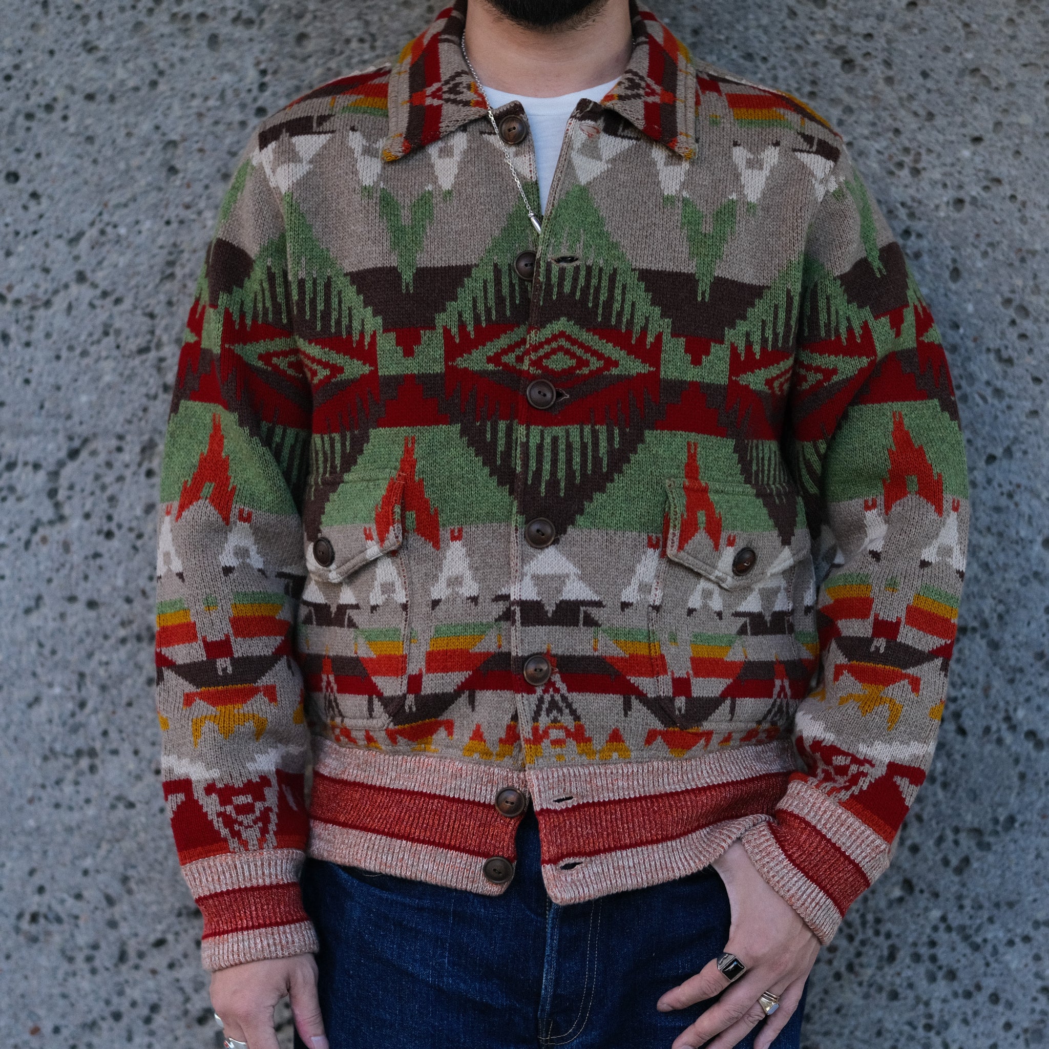 RRL Southwestern Wool-Blend Sweater Jacket – BROGUE RRL Southwestern Wool-Blend Sweater Jacket – BROGUE