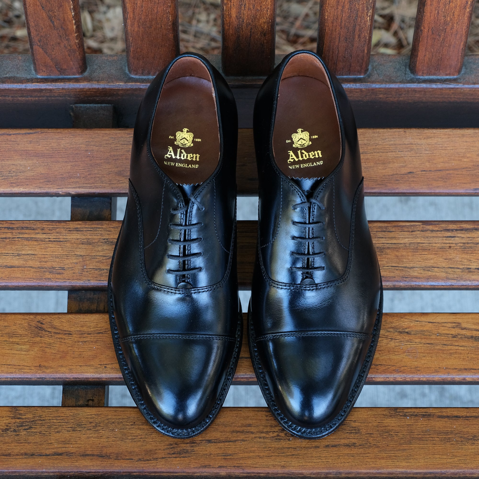 Alden Mens Straight Tip Bal Oxford 907 Black 10 E US