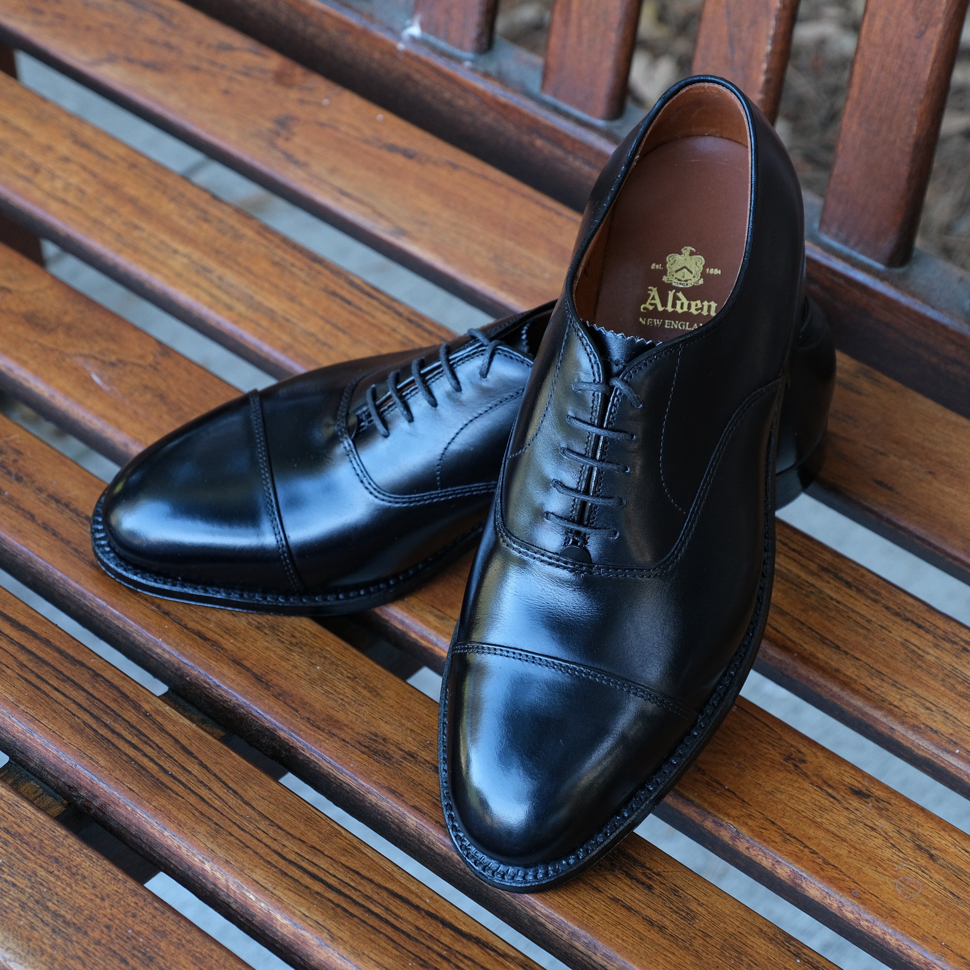 Alden Mens Straight Tip Bal Oxford 907 Black 11 E US