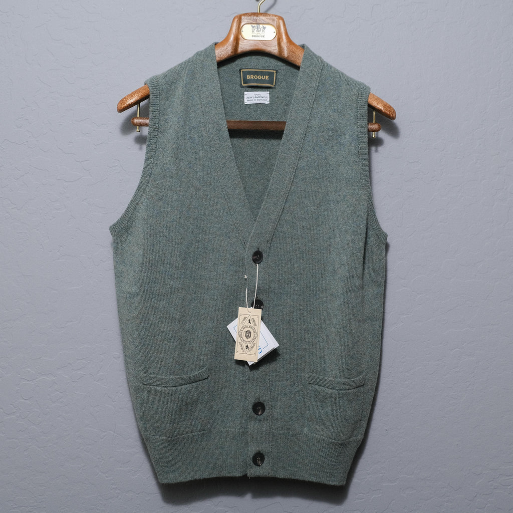 Brogue Lambswool Waistcoat (Caspian Green)