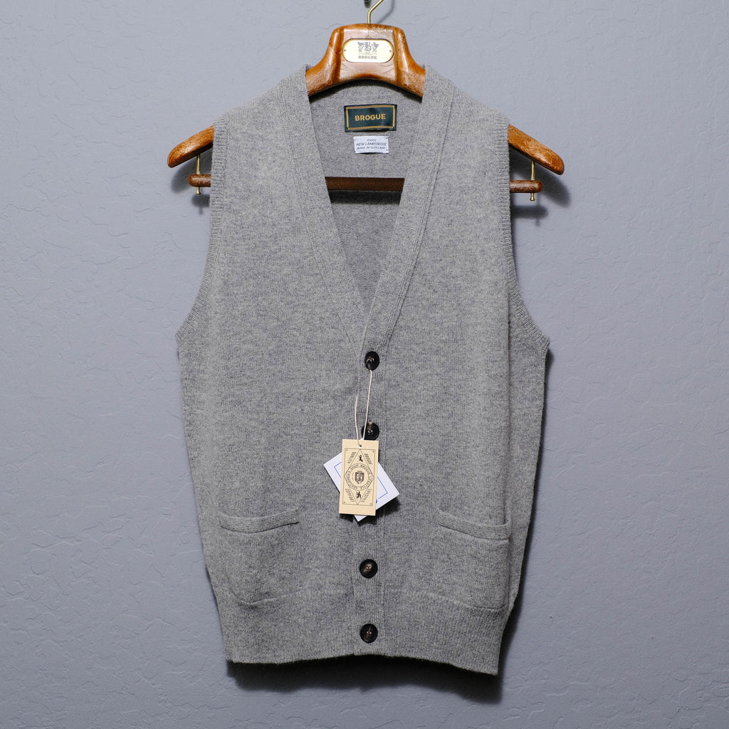 Brogue Lambswool Waistcoat (Light Grey)