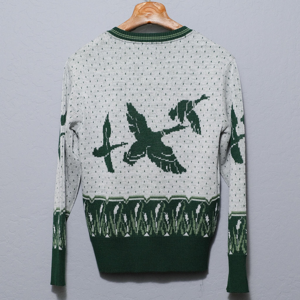 Groovin High 1950s Vintage Style Mallard Duck Wool Sweater (Green)