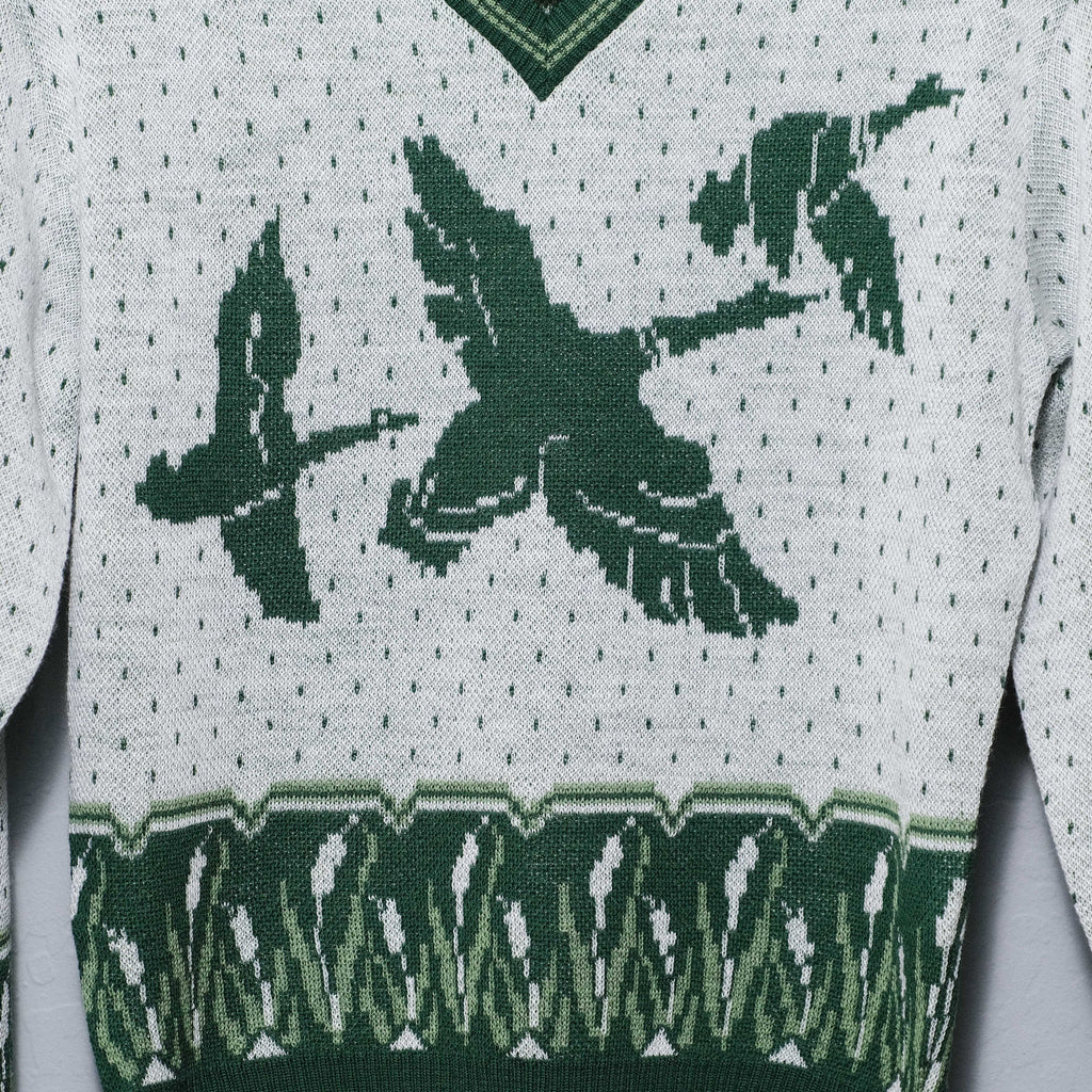 Groovin High 1950s Vintage Style Mallard Duck Wool Sweater (Green)