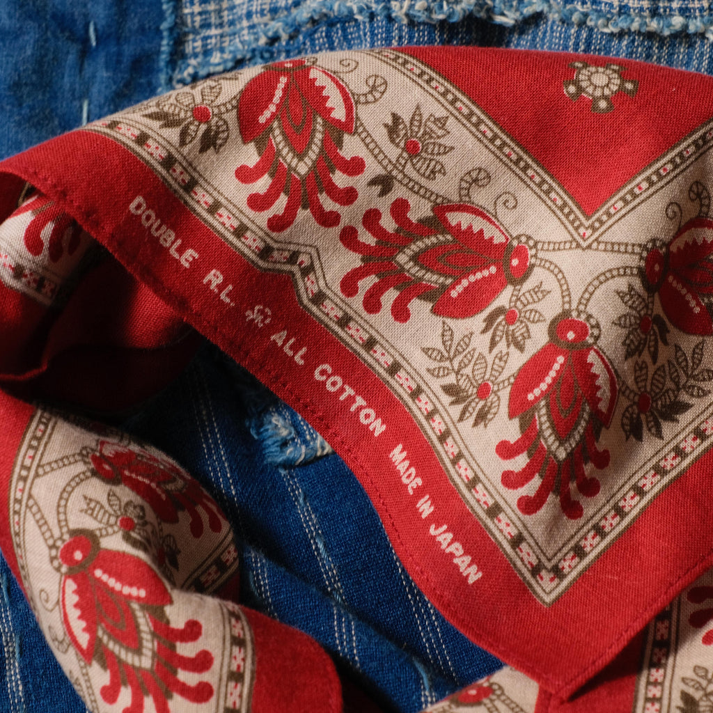 RRL Logo-Print Cotton Bandanna ( Red )