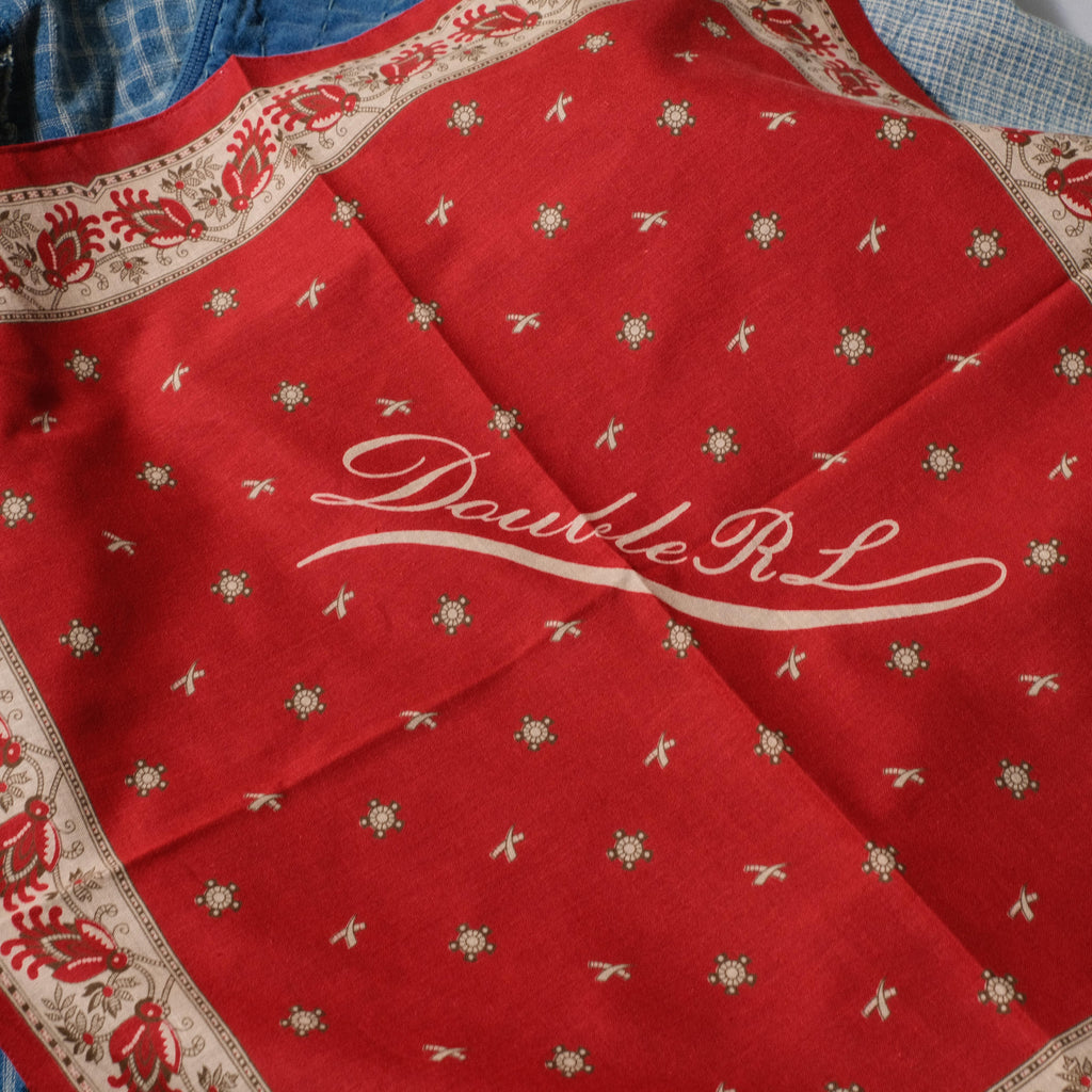 RRL Logo-Print Cotton Bandanna ( Red )