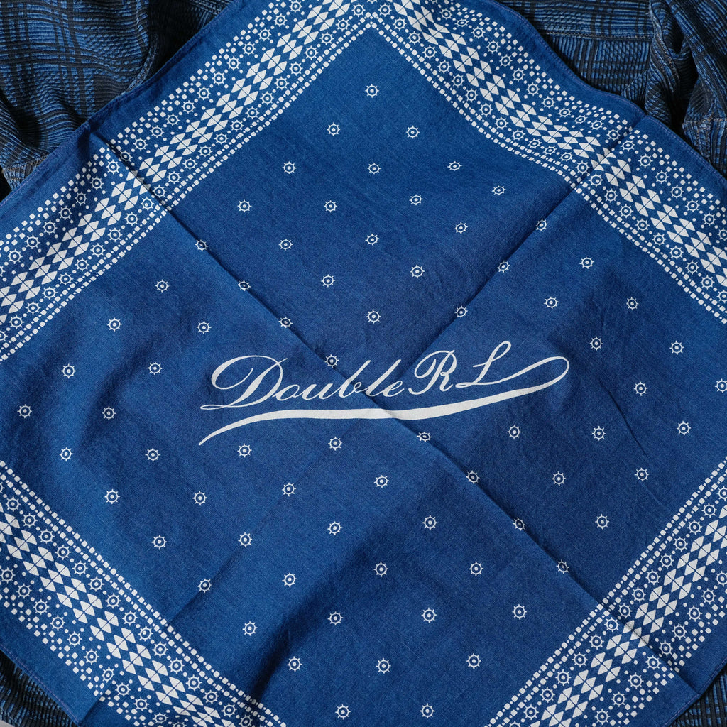 RRL Logo-Print Cotton Bandanna ( Indigo )