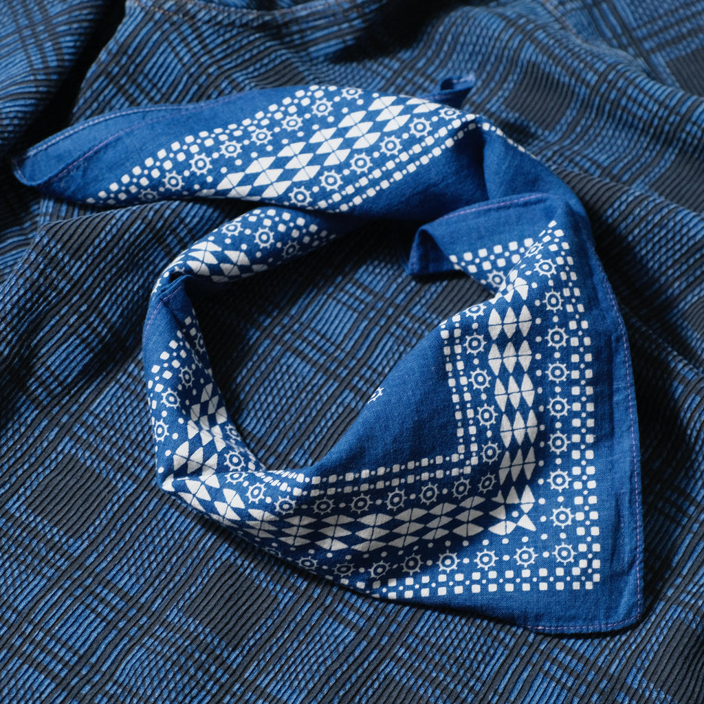 RRL Logo-Print Cotton Bandanna ( Indigo )