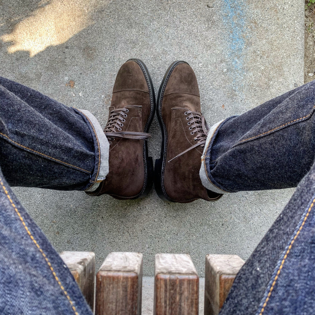 Alden x Brogue Clint Boot (Dark Chocolate Suede)